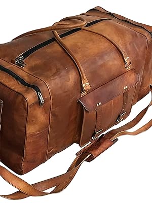 leather duffel luggage gym travel tote holdall bag